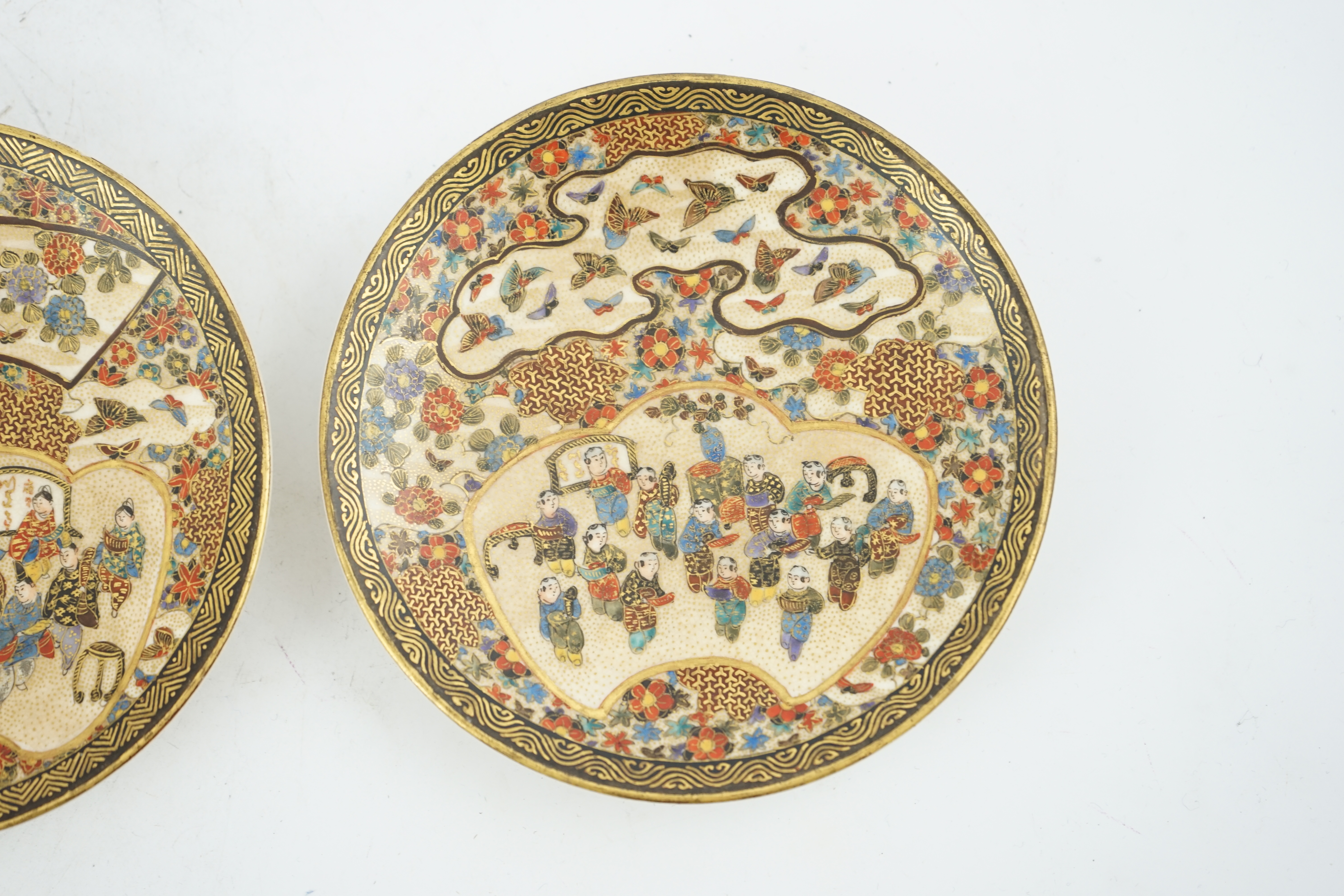 A pair of Japanese Satsuma small dishes, by Kinkozan, early 20th century